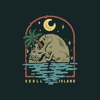 Skull island vintage hand drawn illustration vector