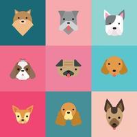 Cute Dog Flat Faces vector