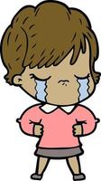 cartoon woman crying vector