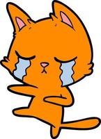 crying cartoon cat dancing vector