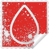 blood drop graphic distressed sticker illustration icon vector