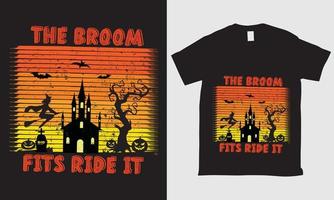 The broom fits ride it retro Halloween Design vector