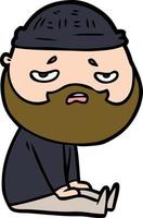 cartoon worried man with beard vector