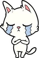 crying cartoon cat vector