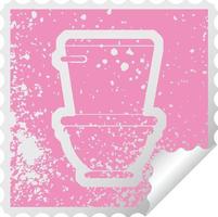distressed sticker icon illustration of a toilet vector