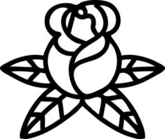 black line tattoo of a single rose vector