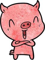 happy cartoon pig vector