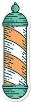 tattoo style sticker of a barbers pole vector