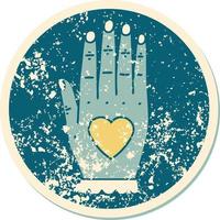 iconic distressed sticker tattoo style image of a hand vector