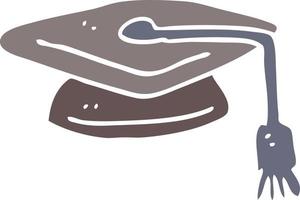 flat color illustration cartoon graduation hat vector