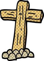 cruz de madera de dibujos animados de estilo cómic vector