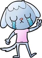 cute cartoon dog crying vector