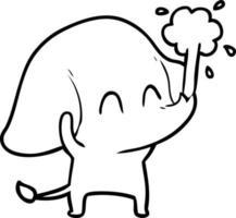 cute cartoon elephant spouting water vector