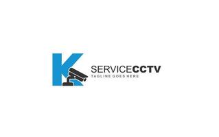 k logo cctv para identidad. ilustración de vector de plantilla de seguridad para su marca.