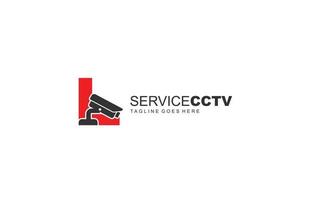 L logo cctv for identity. security template vector illustration for your brand.