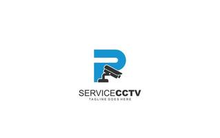 P logo cctv for identity. security template vector illustration for your brand.