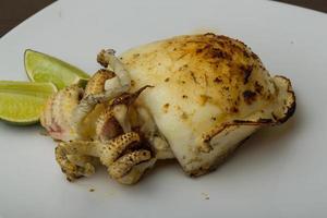 Grilled cuttlefish on the plate photo