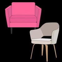 Sofa or couch color block illustrator. color block furniture for living room. Vector illustration.