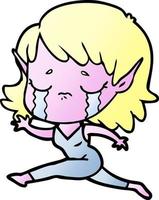 crying cartoon elf girl vector