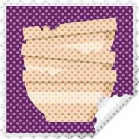 stack of cracked old bowls graphic square sticker stamp vector