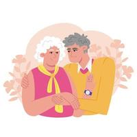 Senior age couple hugging each other vector