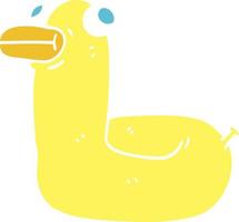 flat color illustration cartoon yellow ring duck vector