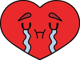 cartoon of a crying love heart vector