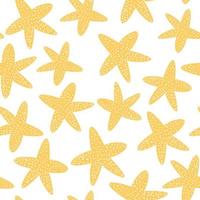 Seamless pattern with starfish on a white background. Seamless vector starfish pattern. Nautical design with trendy geometric ocean stars. Cute white shapes on a summer.