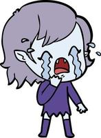 cartoon crying vampire girl vector