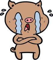 crying pig cartoon vector