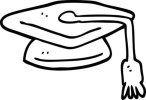 sombrero de graduación de dibujos animados en blanco y negro vector