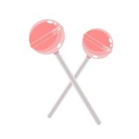 Two pink sweet lollipops cross each other in flat technique vector