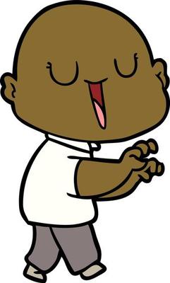 happy cartoon bald man