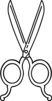 black line tattoo of barber scissors vector