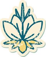 iconic distressed sticker tattoo style image of a water lily vector