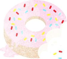 Icono de ilustración de vector gráfico de donut esmerilado mordido