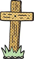 comic book style cartoon wooden cross vector