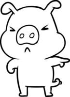 line drawing of a angry pig pointing vector