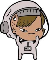 cartoon astronaut woman vector