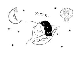 Sleep hygiene set, vector doodle hand drawn sketch illustration