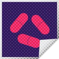 pills vector illustration square peeling sticker