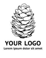 esbozar cono para su logotipo y tatuaje. ilustración dibujada a mano. en blanco y negro vector