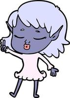 pretty cartoon elf girl with question vector