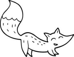 black and white cartoon happy fox vector