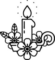 tattoo in black line style of a candle holder vector