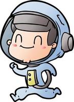 astronauta de dibujos animados feliz vector