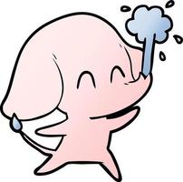 cute cartoon elephant spouting water vector