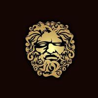 Greek god Zeus. Ancient Greek God Sculpture Philosopher. Face Zeus Triton Neptune logo design vector