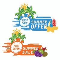 Creative summer sale, fast offer banner template with fruit vector