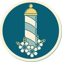 sticker of tattoo in traditional style of a barbers pole vector